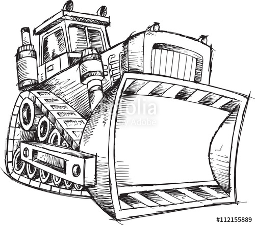 500x442 Sketch Construction Bulldozer Vector Illustration Stock Image And - Bulldozer Sketch