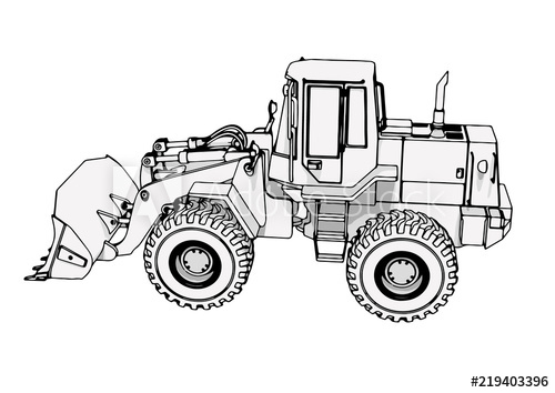 500x354 Sketch Of A Construction Bulldozer Vector - Bulldozer Sketch