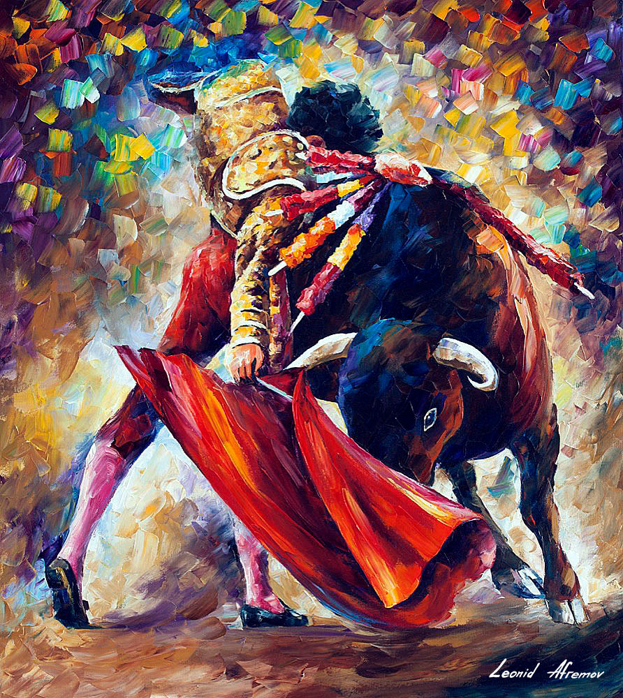 892x1000 Bull Fight Palette Knife Oil Painting On Canvas By Leonid - Bullfight Sketch