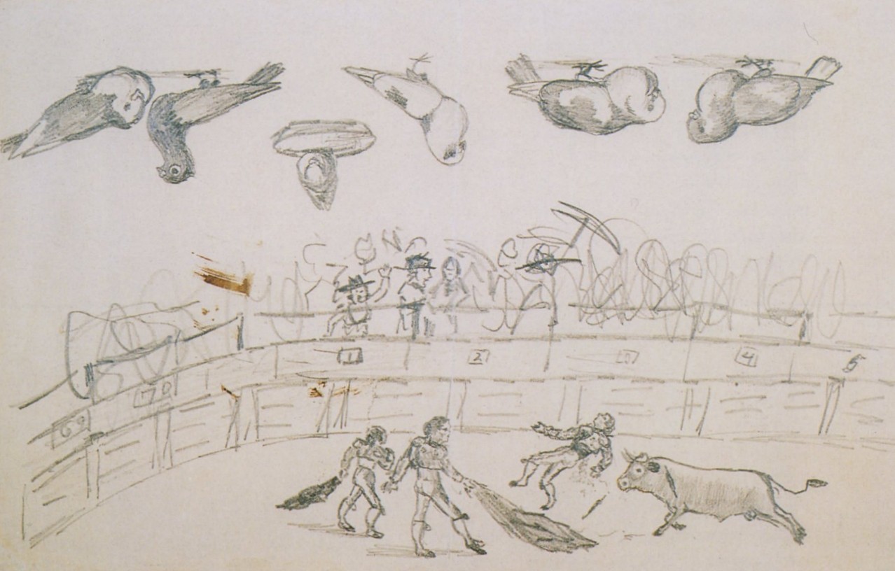 1278x816 Pablo Picasso Bullfight And Pigeons, 1890 - Bullfight Sketch