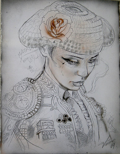 388x500 Bull Fight Her Ii El Toro Concept Sketch Mixed Med... Trampt Library - Bullfight Sketch