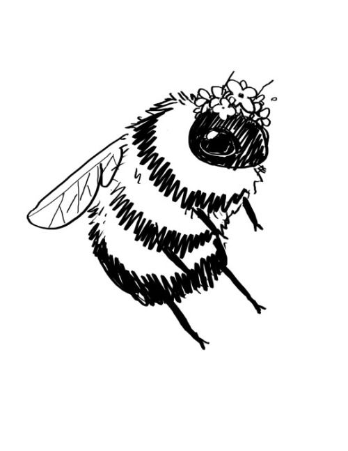 500x647 Bees With Tiny Flower Crowns [ Art ] Art, Drawings - Bumble Bee Sketch