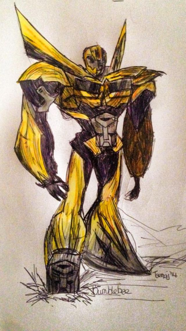 640x1136 Bumblebee From Transformers. This One I Sketched In Pen And Then - Bumblebee Transformer Sketch