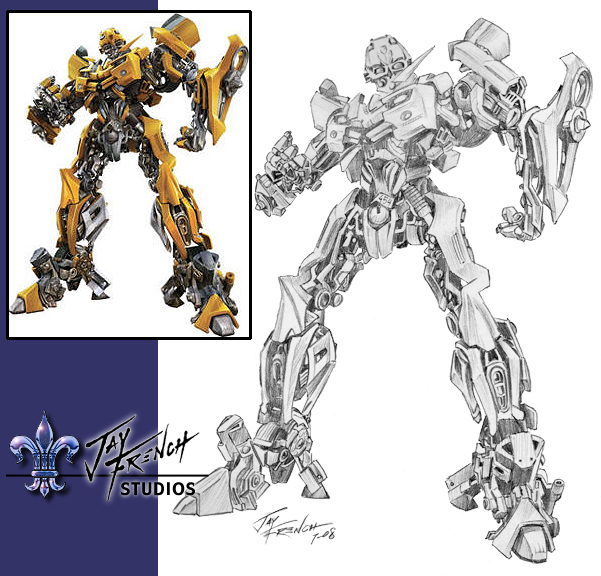 601x576 Transformers Sketch By Jay French Studios - Bumblebee Transformer Sketch