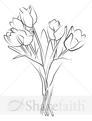 296x388 Tulip Bouquet Sketch Church Bouquet Clipart - Bunch Of Flowers Sketch