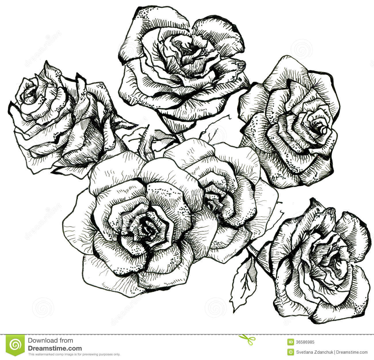 1300x1252 Roses Drawn - Bunch Of Flowers Sketch