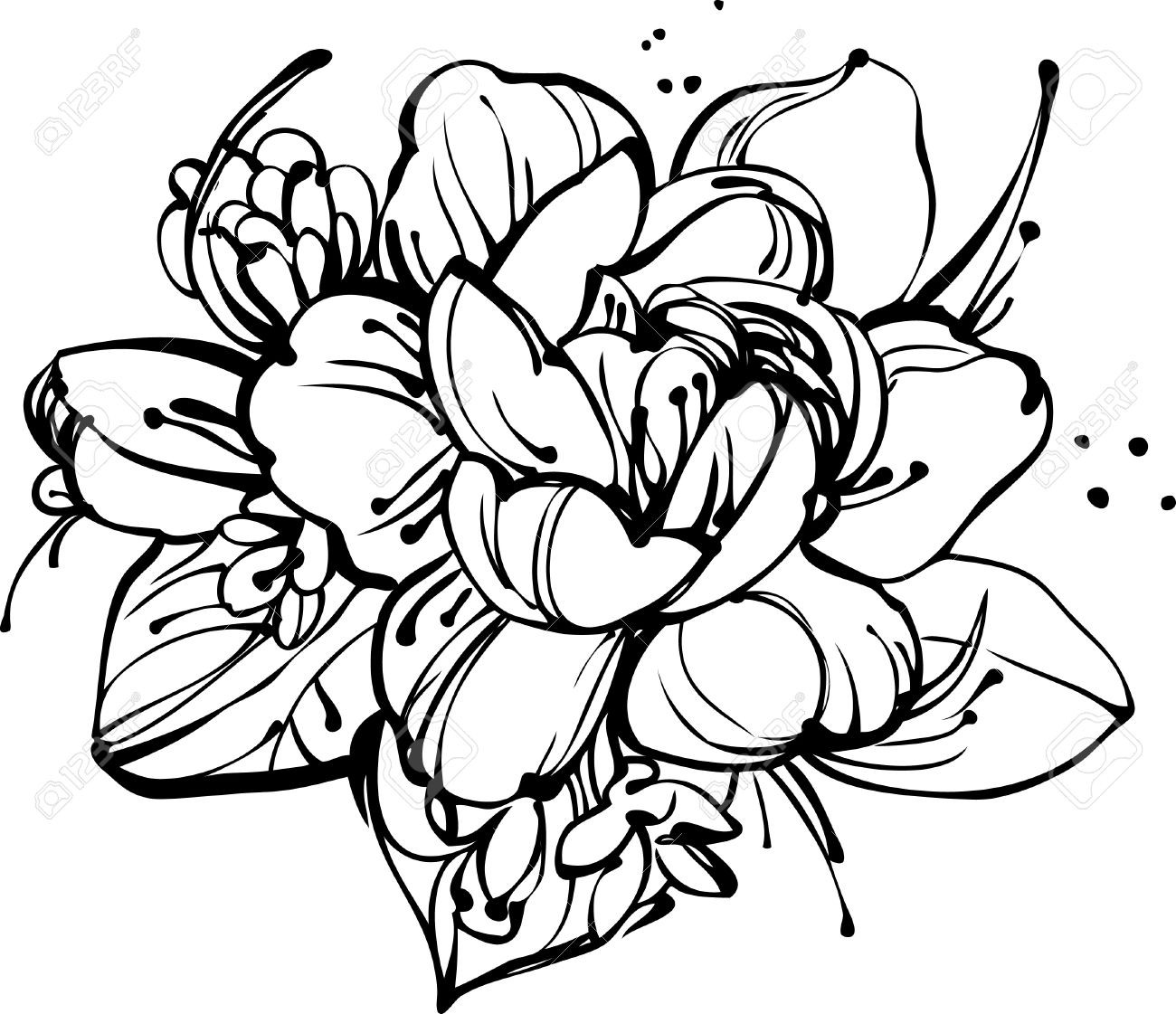 1300x1121 Drawing Of Bouquet Drawn Flower Sketch Pencil And In Color Flowers - Bunch Of Roses Sketch