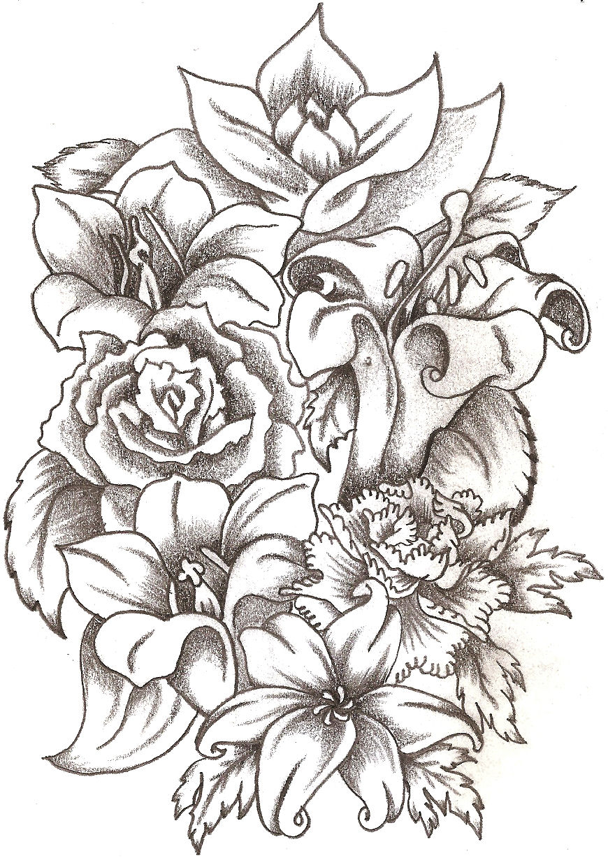 870x1228 Collection Of Flowers Bunch Drawings In Pencil High Quality - Bunch Of Roses Sketch