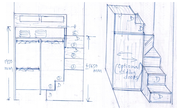 685x424 Loft Beds Singapore Design Renovation - Bunk Bed Sketch