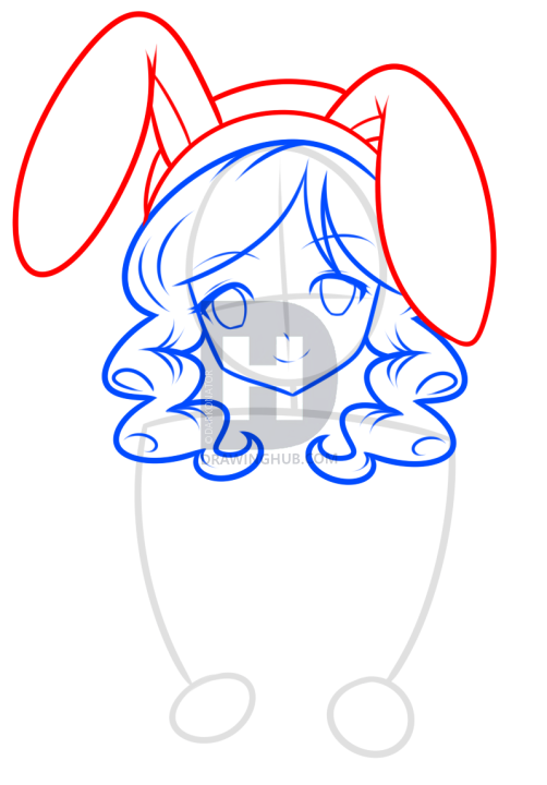 502x720 Easter Girl Drawing Lesson, Step By Step, Drawing Guide, By - Bunny Ears Sketch