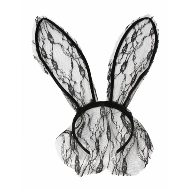 650x650 Kayso Ll009 Black Bunny Ears Headband With Face Cover, One Size - Bunny Ears Sketch