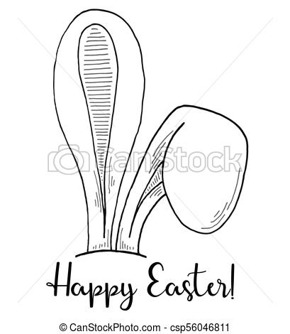 409x470 Sketch Of The Ears Of The Easter Bunny. Vector. Happy Easter. - Bunny Ears Sketch