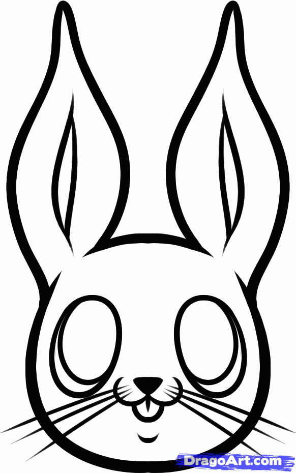 582x930 How To Draw An Easter Bunny Face, Step By Step, Easter, Seasonal - Bunny Face Sketch