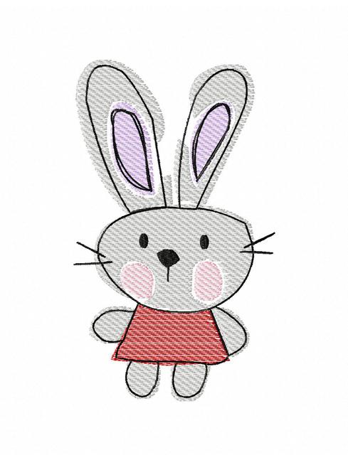 489x640 Bunny 100 Sketch Embroidery Design - Bunny Rabbit Sketch