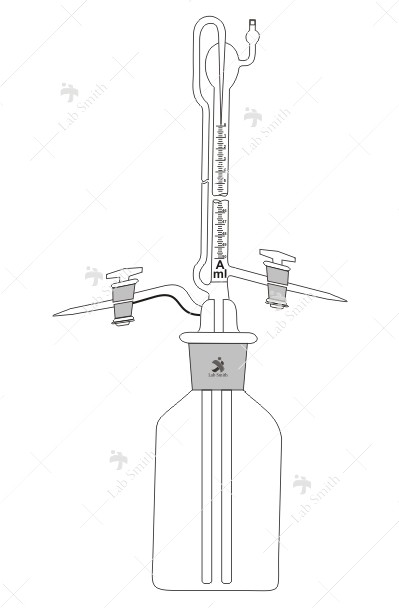 399x608 Burette, Automatic Zero With Ptfe Key Stopcock, For Karl Fisher - Burette Sketch