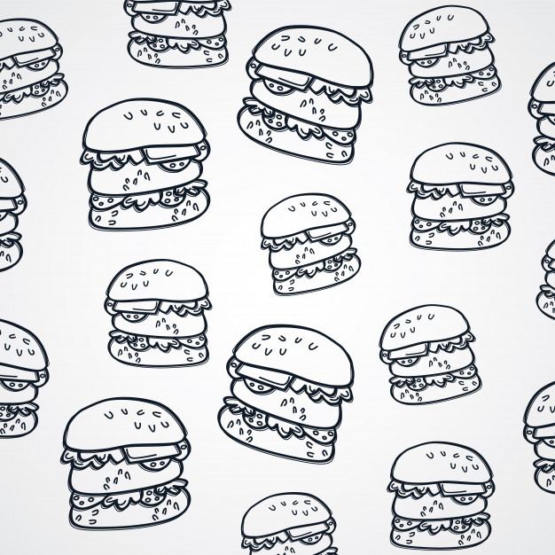 626x626 Burger Sketch Theme Vector Premium Download - Burger Sketch