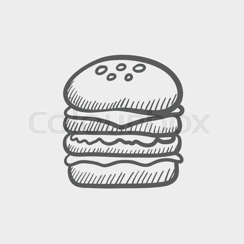 800x800 Double Burger Sketch Icon For Web And Mobile. Hand Drawn Vector - Burger Sketch