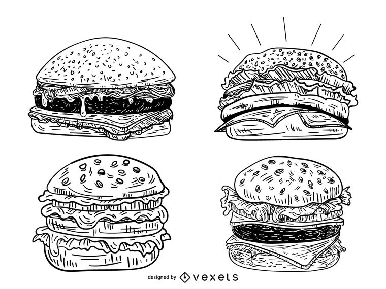 760x570 Sketch Burger Set - Burger Sketch