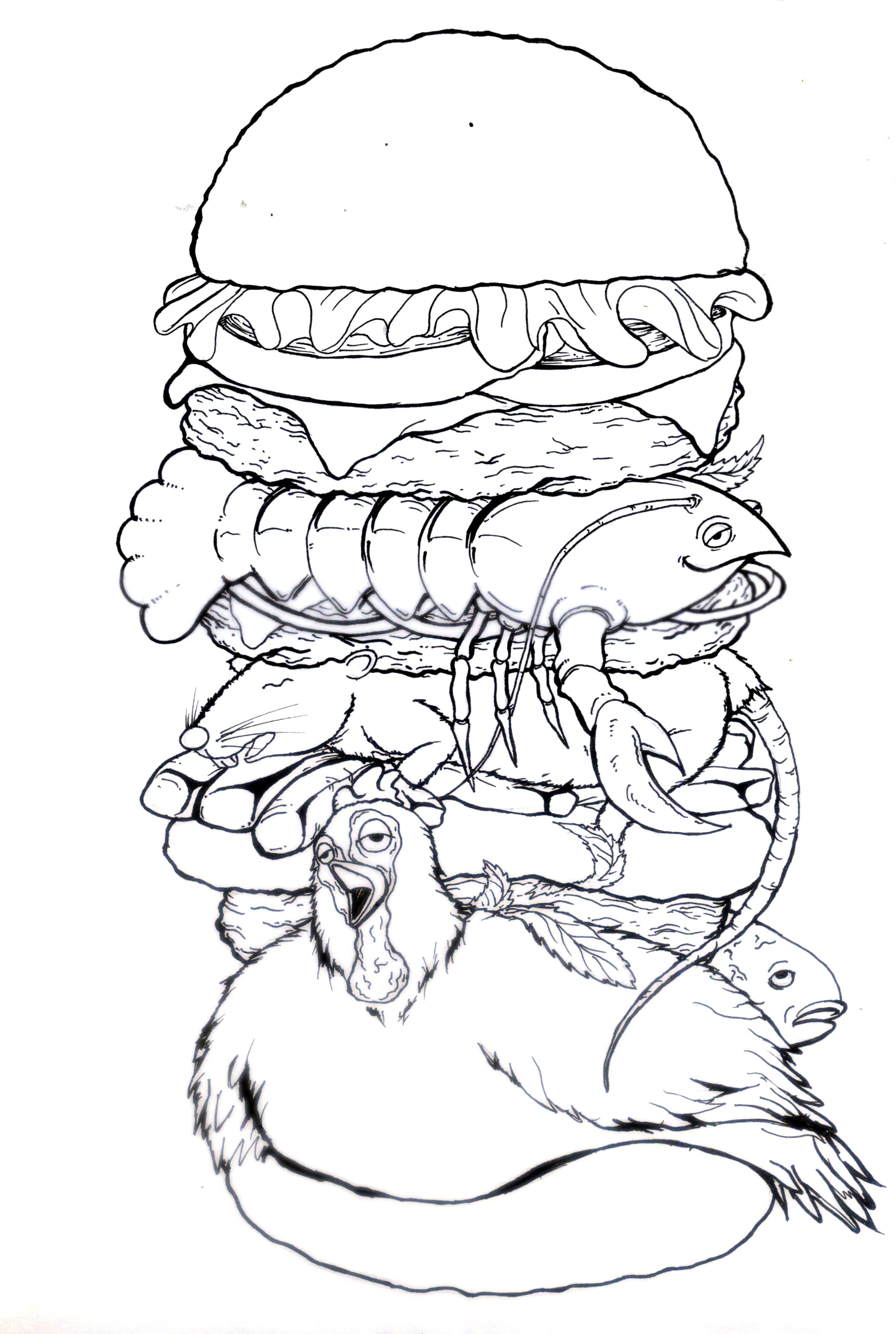3130x4661 Burger Sketch Design Sketches, Surrealism And Design - Burger Sketch