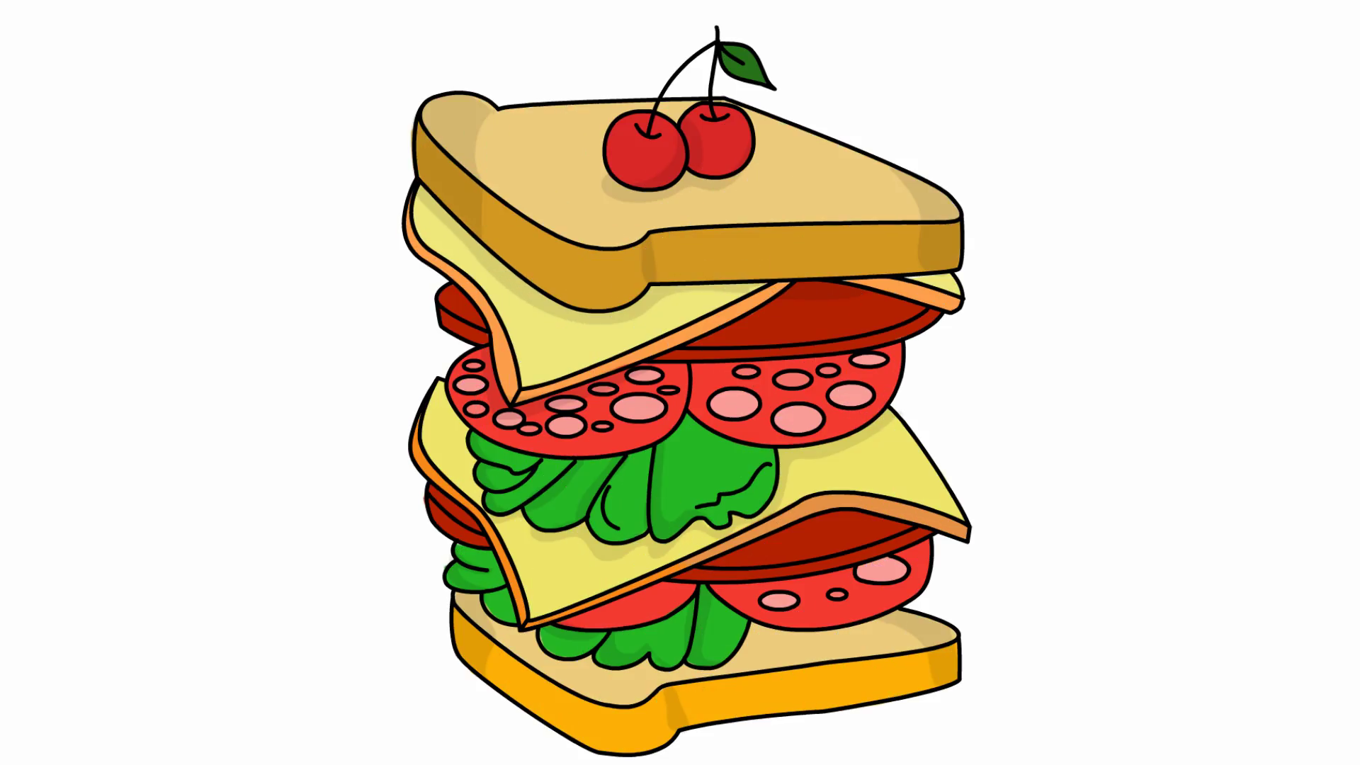 1920x1080 Slice Bread Burger Sketch Illustration Hand Drawn Animation - Burger Sketch