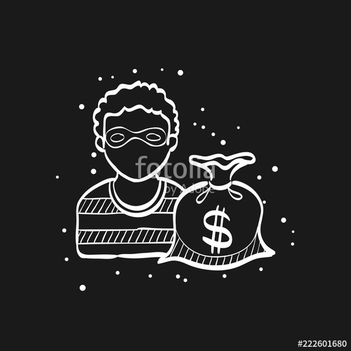 500x500 Sketch Icon In Black - Burglar Sketch