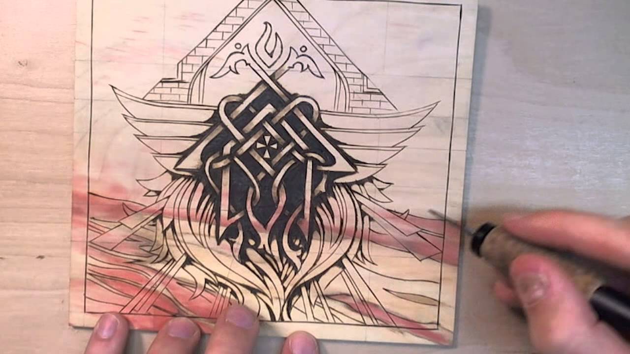 1280x720 Pyrography (Wood Burning) Drawing On Box Elder - Burn Sketch