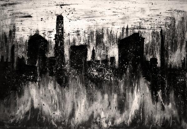 599x414 Stephen Donoghue On Twitter Burning Down The Town! Charcoal - Burn Sketch