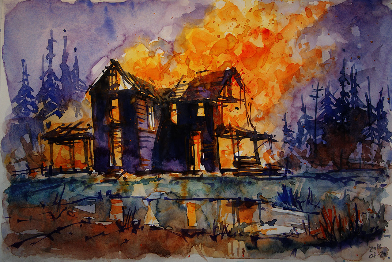 1280x857 Burning House Day30 - Burning House Sketch