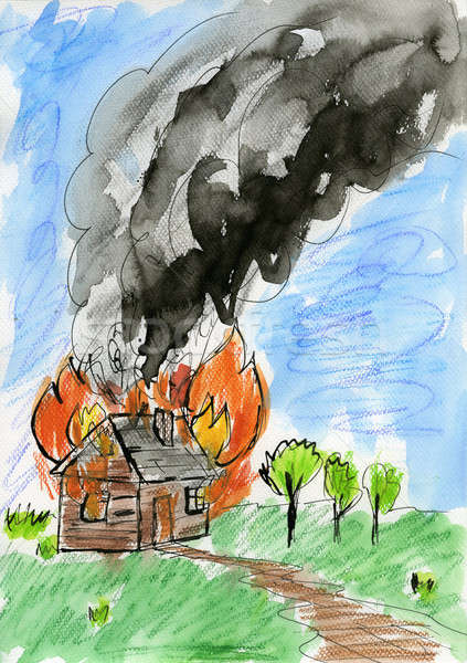 Burning House Sketch at PaintingValley.com | Explore collection of ...