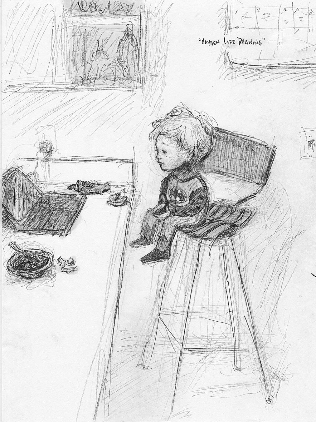 1013x1350 The Drawings Of Curtis Wiklund - Burning House Sketch