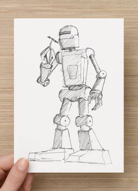 469x646 Ink Sketch Of Robot Sculpture - Burning Man Sketch