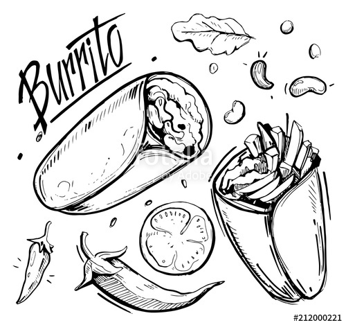 500x469 Sketch Of Burrito Stock Image And Royalty Free Vector Files On - Burrito Sketch