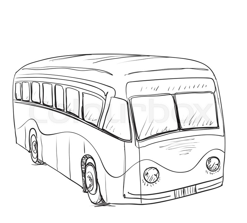 800x723 Hand Drawn Cartoon Bus Isolated. Transport Sketch Stock Vector - Bus Sketch