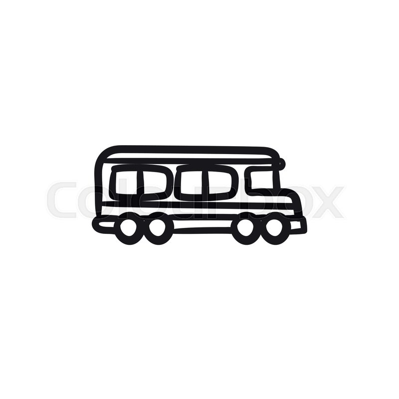 800x800 School Bus Vector Sketch Icon Isolated On Background. Hand Drawn - Bus Sketch