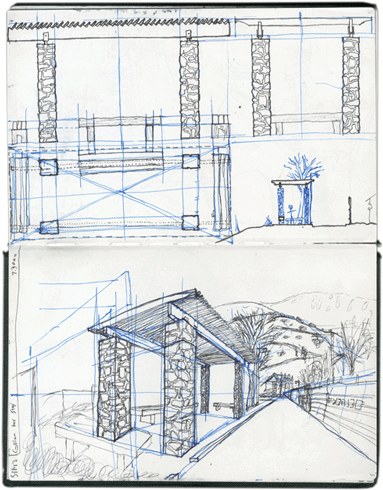 383x490 Israel Sketches Daniel Kaye - Bus Stop Sketch