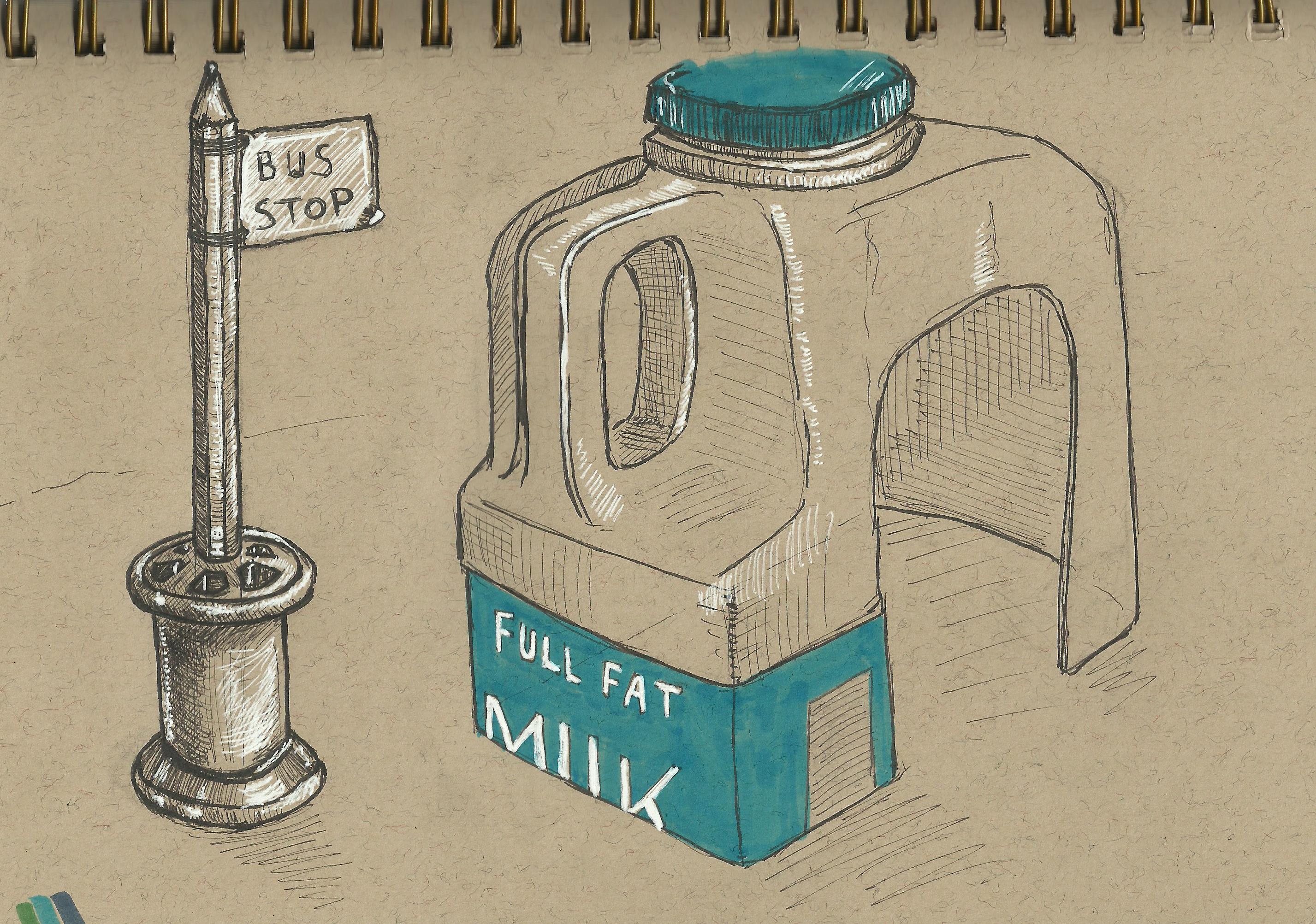 2854x2005 Bus Sketches Hallucination Rain - Bus Stop Sketch