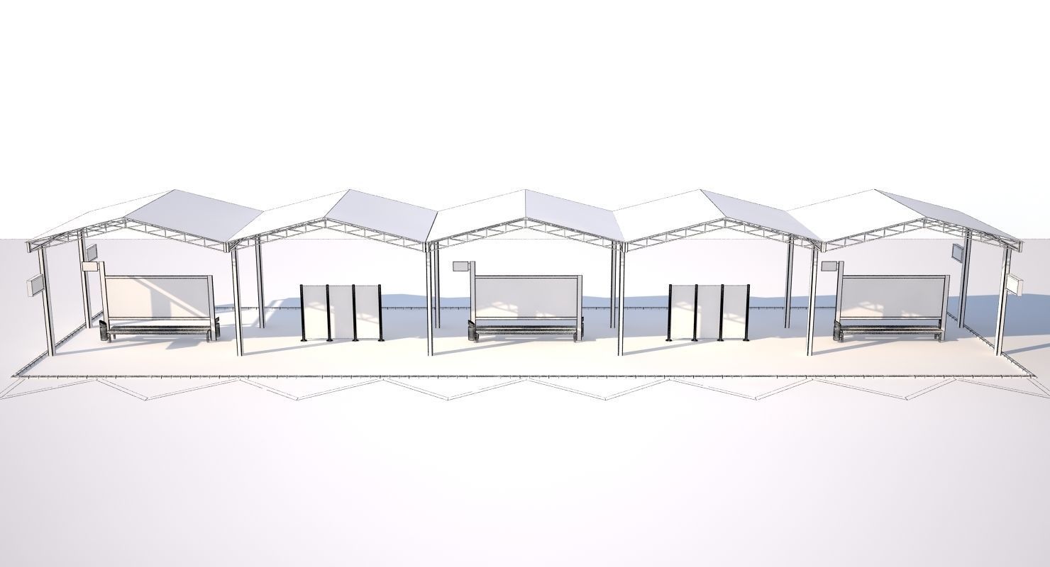 1480x800 Bus Stop 3a 3d Cgtrader - Bus Stop Sketch