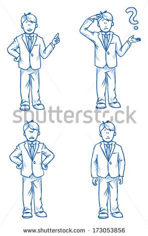 295x470 Business Man Employee Illustration In Different Emotions, Angry - Business Man Sketch