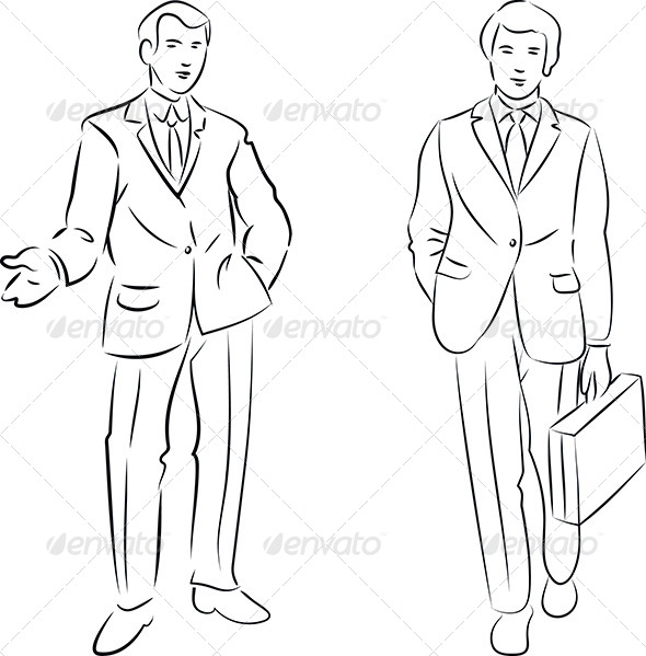 590x599 Businessman By Mahmuttibet Graphicriver - Business Man Sketch