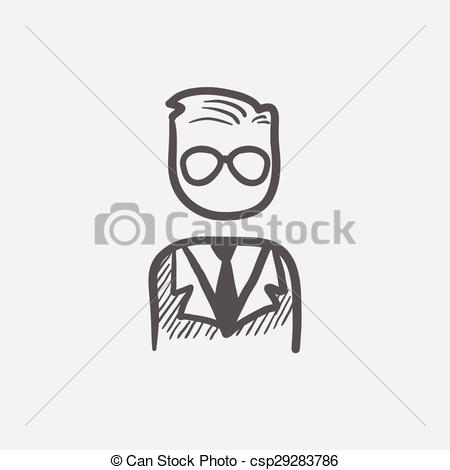450x470 Businessman Sketch Icon For Web And Mobile. Hand Drawn Vector Dark - Business Man Sketch