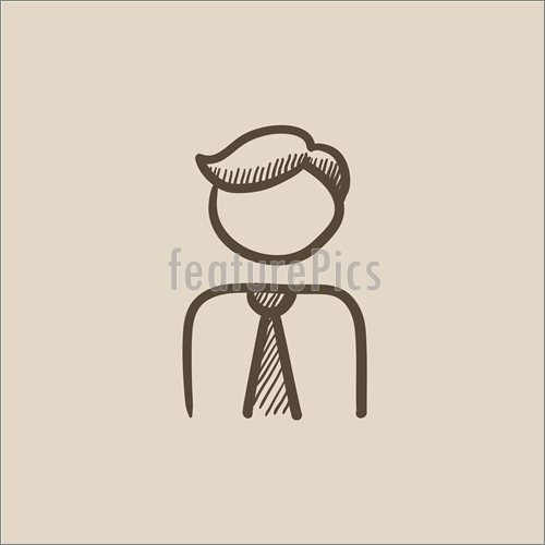 500x500 Illustration Of Businessman Sketch Icon. - Business Man Sketch