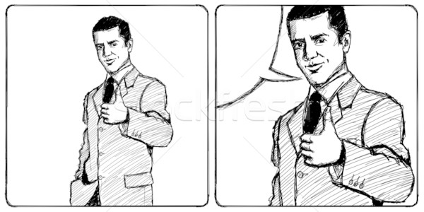 600x300 Sketch Business Man Shows Well Done Stock Photo Konstantin Li - Business Man Sketch