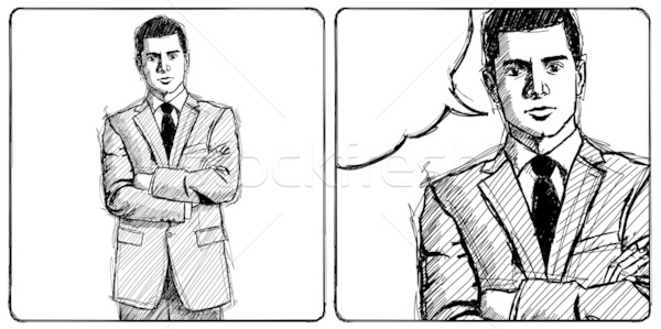 600x299 Sketch Man Businessman In Suit Stock Photo Konstantin Li (Leedsn - Business Man Sketch