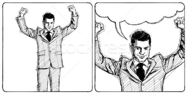 600x303 Sketch Businessman With Hands Up Stock Photo Konstantin Li - Business Man Sketch