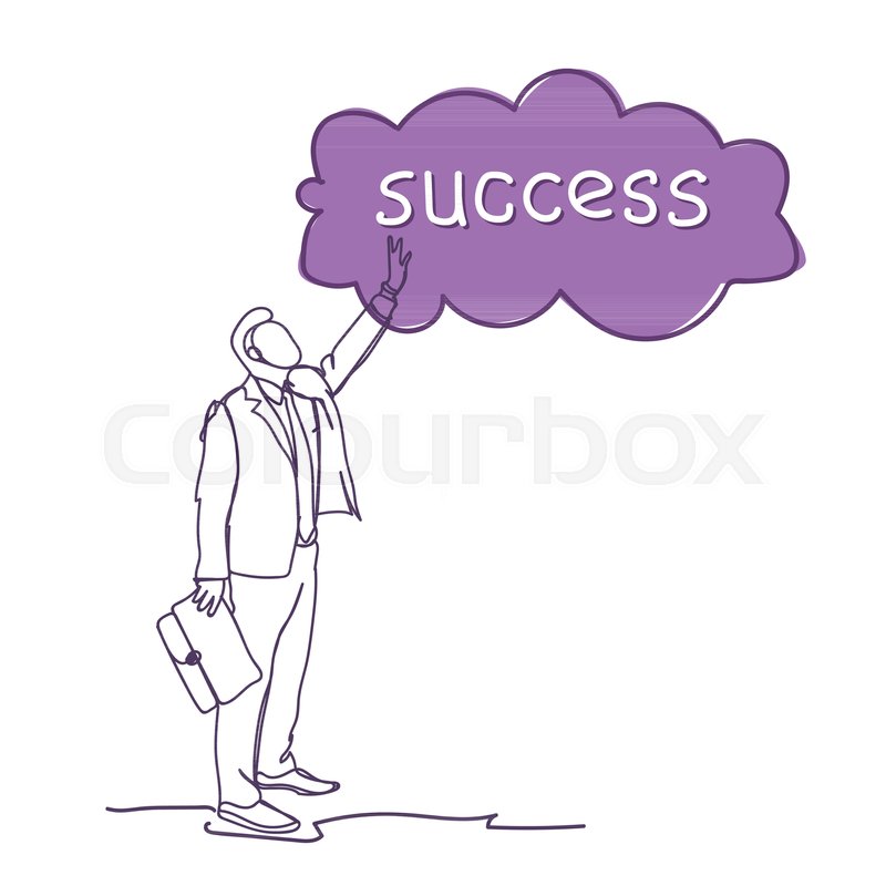 800x800 Successful Business Man Sketch Silhouette Point Finger To Cloud - Business Man Sketch
