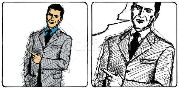 600x298 Vector Sketch Businessman Vector Illustration Konstantin Li - Business Man Sketch