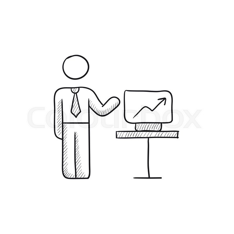 800x800 Business Presentation Vector Sketch Icon Isolated On Background - Business Sketch