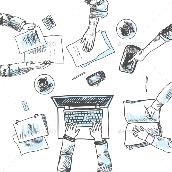 590x590 Business Meeting Sketch By Macrovector Graphicriver - Business Sketch