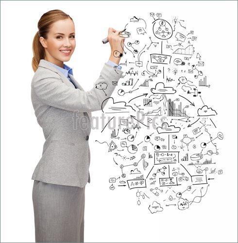 490x500 Businesswoman Drawing Plan Stock Picture I4205677 - Business Woman Sketch