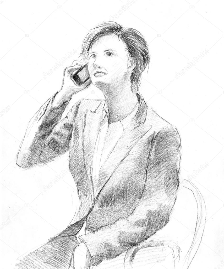 855x1024 Pencil Drawing Of A Woman Pencil Drawing Of A Young Business Lady - Business Woman Sketch